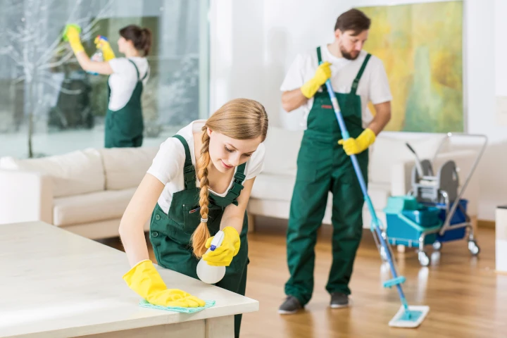 Cleaning Audit - crew cleaning bright sitting room